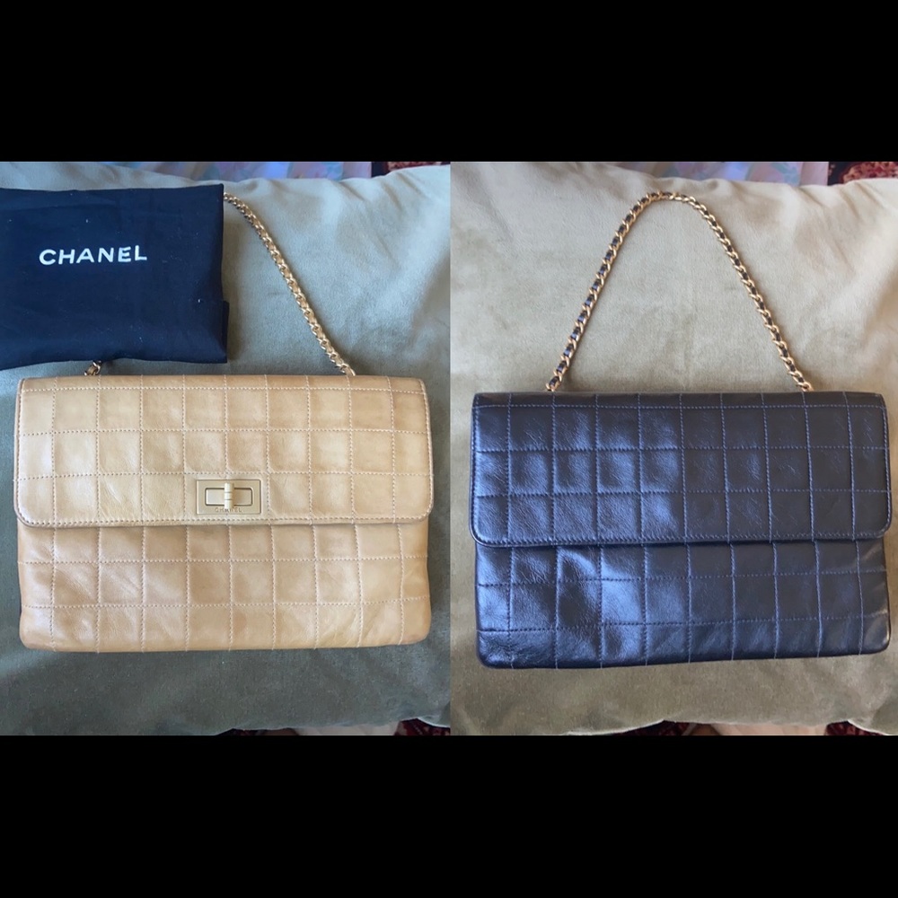 Authentic CHANEL chocolate double bag vintage